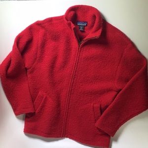 Patagonia red wool zip up sweater